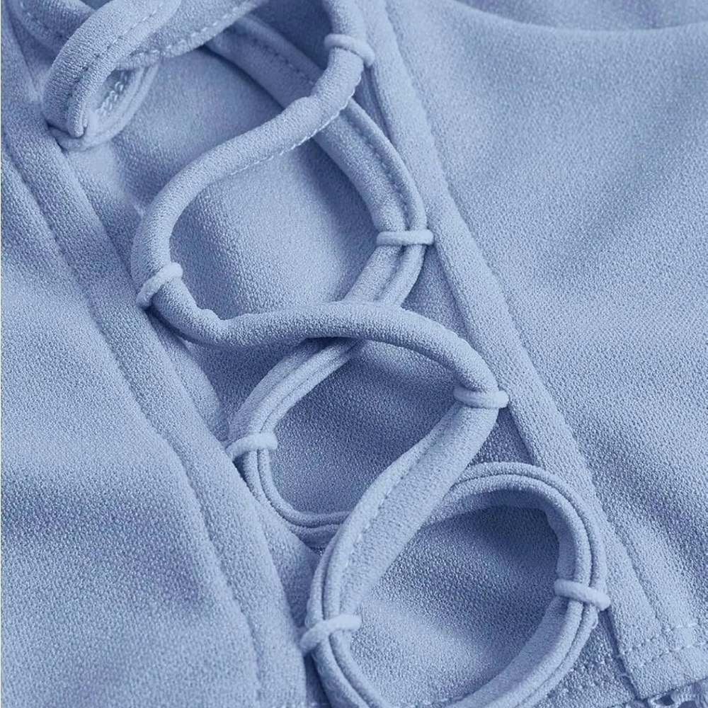 Elegant Blue Lace-Up Corset Top - Picture 3 of 4